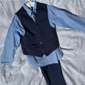 Izod Light Blue Gingham shirt and blue Suit
